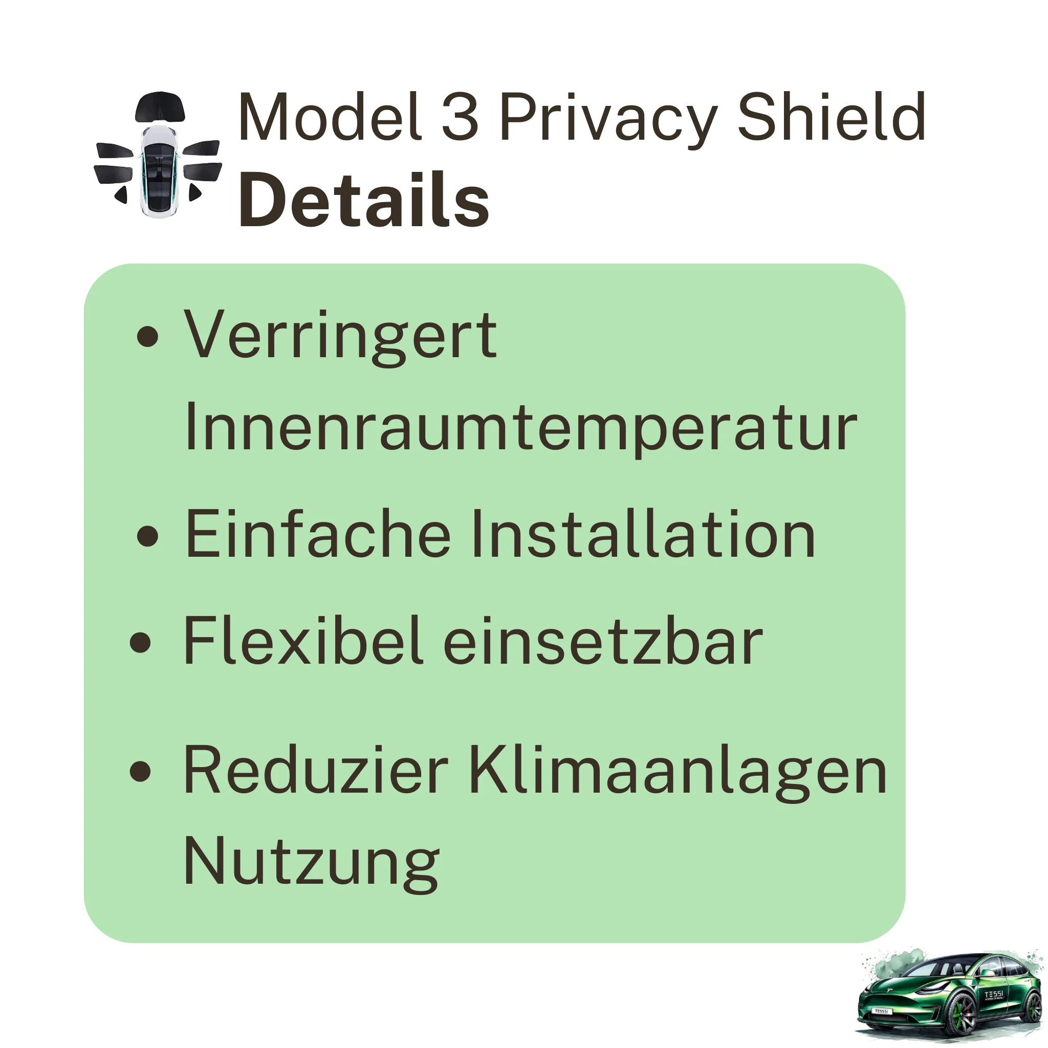 Sonnenschutz/Privacy Shield Tesla Model 3 7-Teilig - Image 3